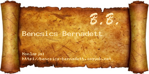 Bencsics Bernadett névjegykártya