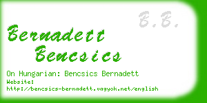 bernadett bencsics business card